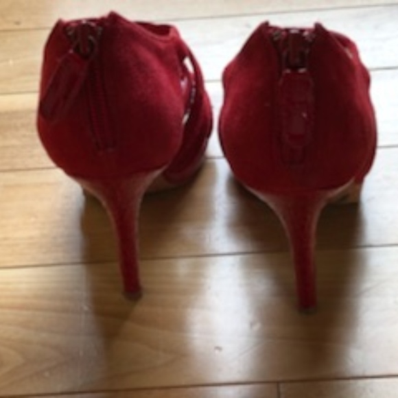 Red Suede Strappy Heel by WHBM - Picture 4 of 7